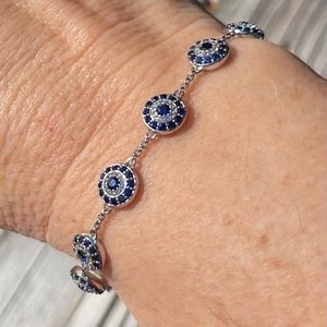 Sapphire Sterling Silver Evil Eye Bracelet